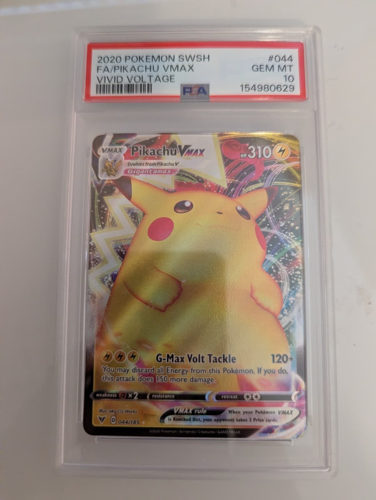 2020 Pokemon Sword & Shield Vivid Voltage #044 FULL ART/PIKACHU VMAX PSA 10