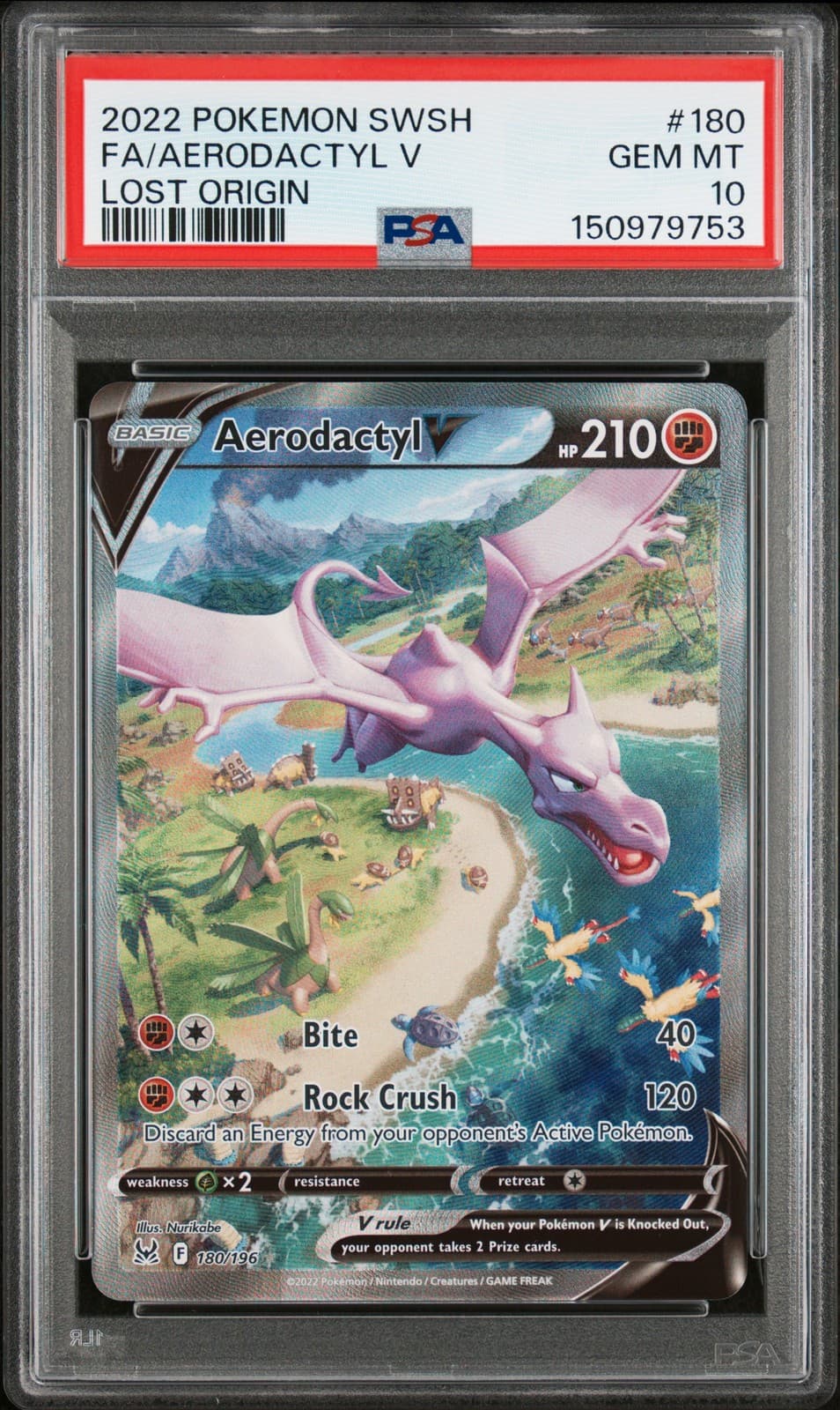 Pokemon Aerodactyl V Lost Origin Full Alt Art 180/196 PSA 10 Gem Mint