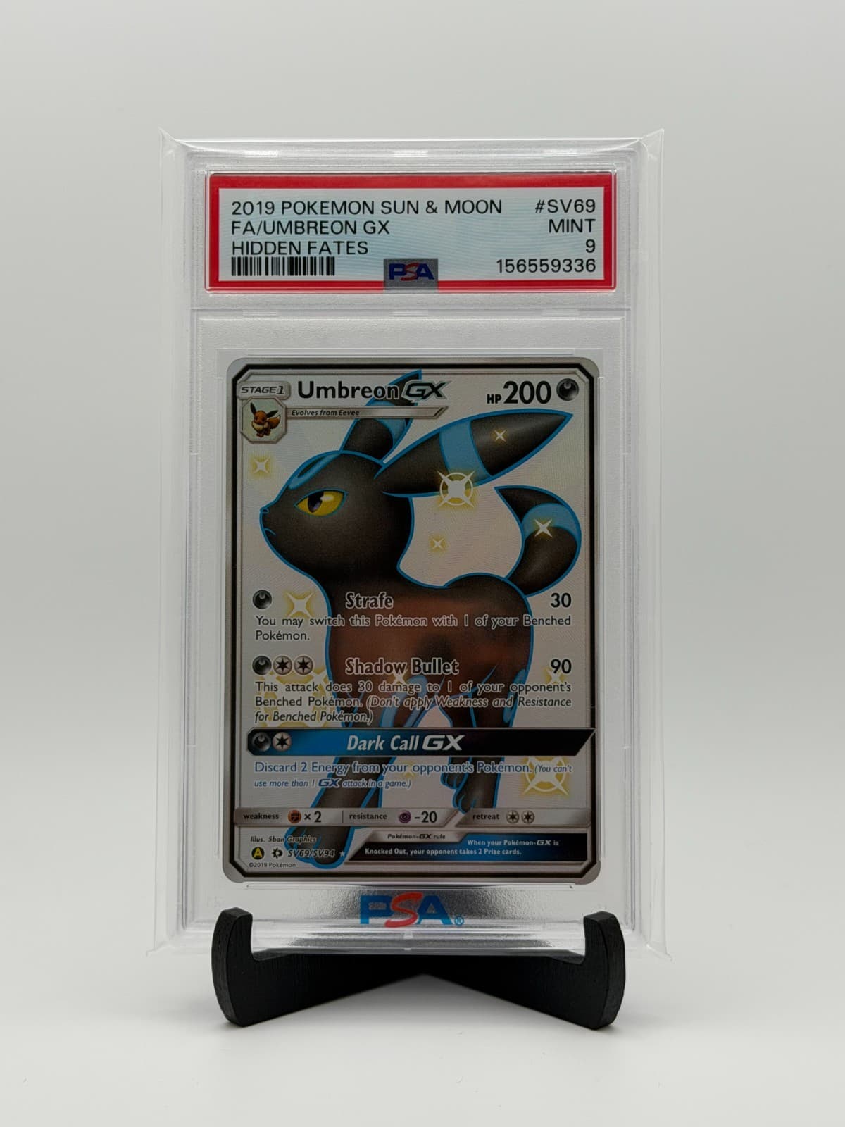Pokemon Umbreon GX SV69/SV94 Hidden Fates Shiny Vault PSA 9 Mint Full Art