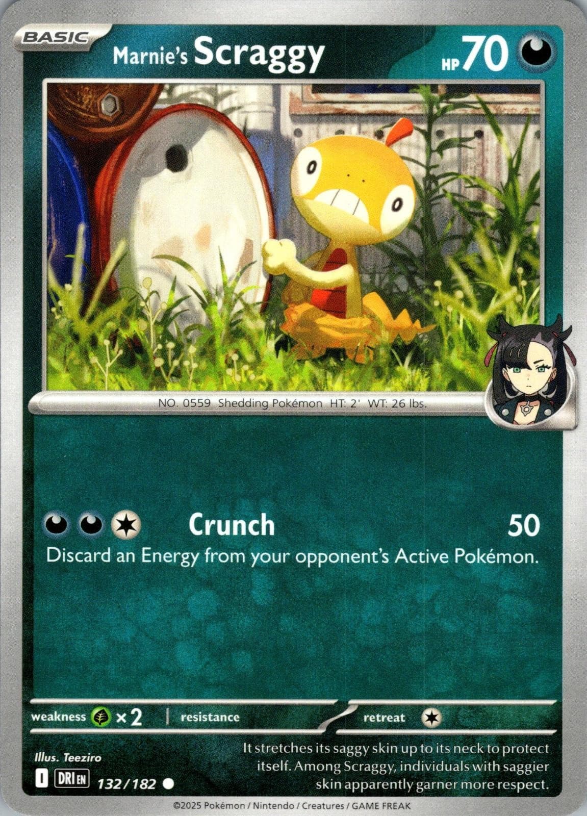 Marnie's Scraggy 132/182 Common Destined Rivals Pokemon Lightly Played