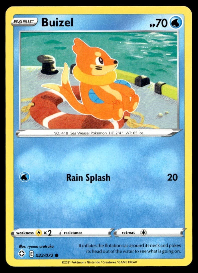 Buizel 22/72 Pokemon Card Shining Fates Common 70 HP Lightly Played TV