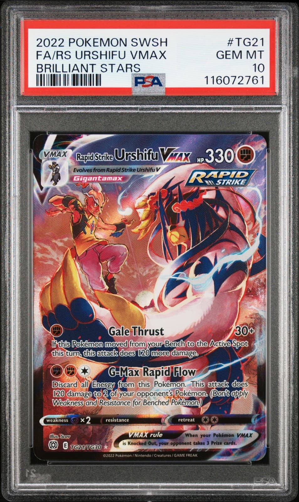 Brilliant Stars Trainer Gallery #TG21/TG30 Rapid Strike Urshifu VMAX PSA 10