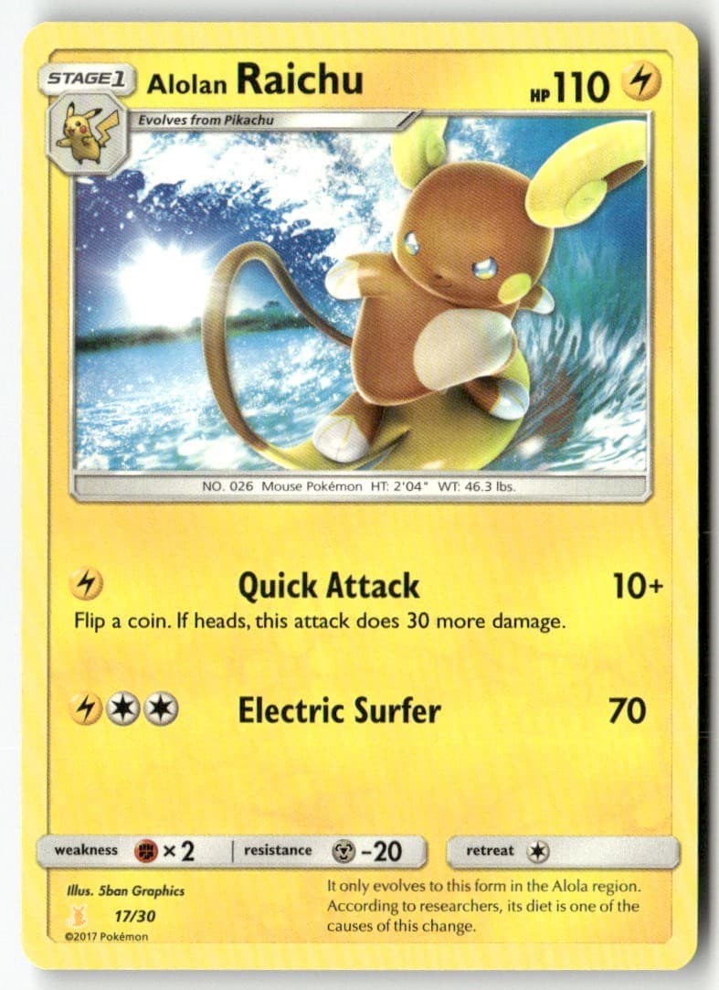 Alolan Raichu 17 Non-Holo 17/30 SM Trainer Kit: Lycanroc & Alolan Raichu Pokemon