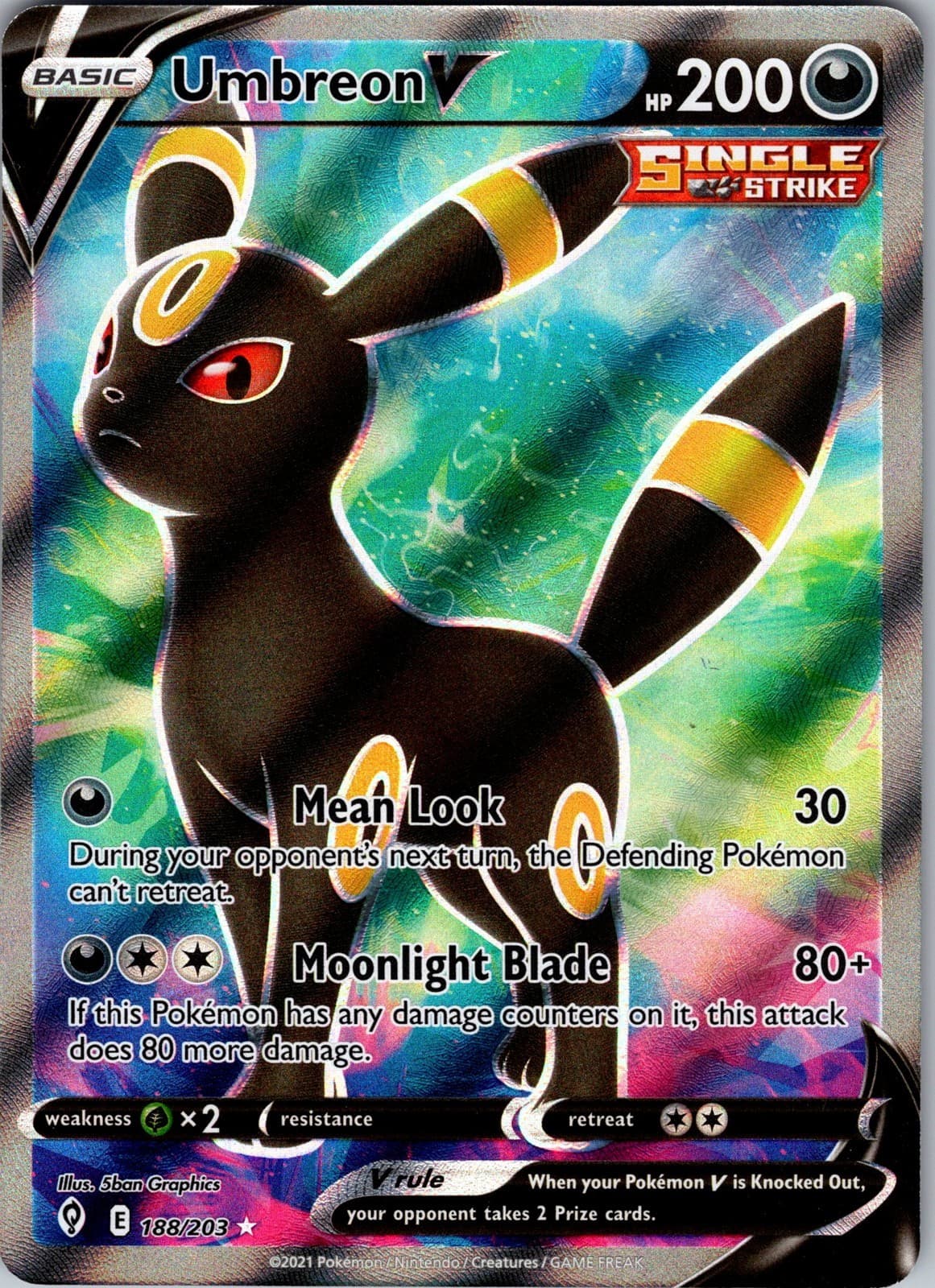 Pokemon Umbreon V 188/203 Evolving Skies Ultra Rare NM