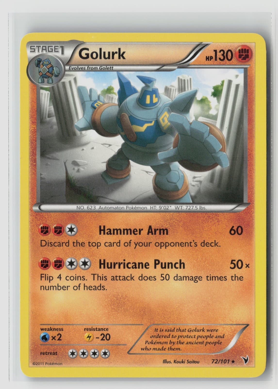 Golurk #72/101 Noble Victories Rare Pokemon TCG MP
