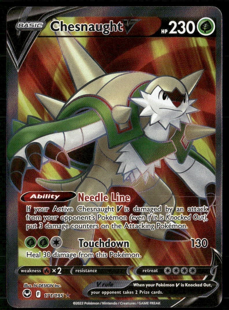 CHESNAUGHT V 171/195 ULTRA RARE SILVER TEMPEST POKEMON HOLO NM
