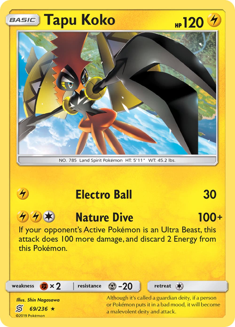 Tapu Koko - Unified Minds - 69/236 - Holo Rare - NM/M