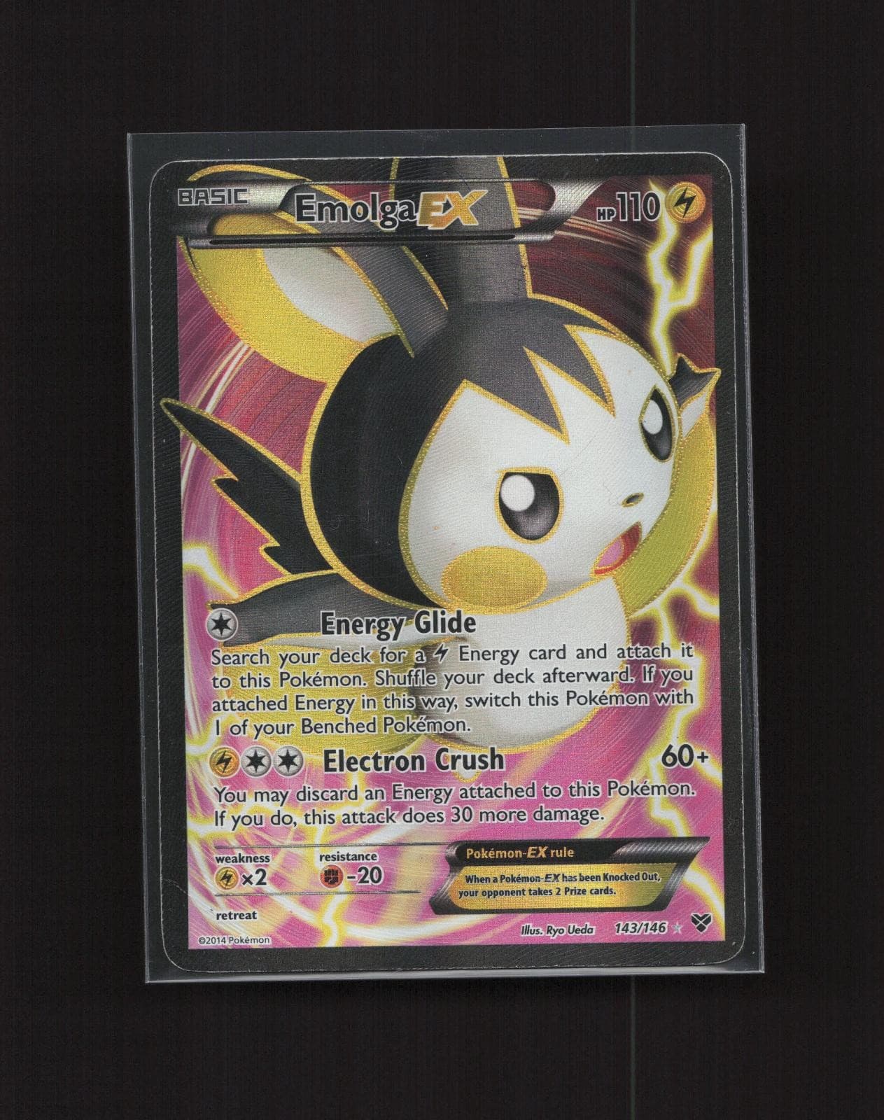 Emolga EX 143/146 UR XY Pokemon 2014 EN MP Corner Crease