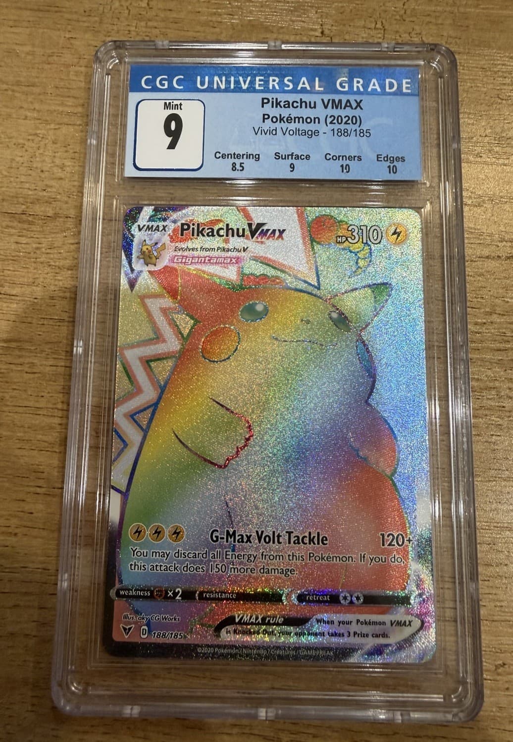 CGC 9 Mint Pikachu VMAX 188/185 Rainbow Rare Pokemon 2020 Vivid Voltage