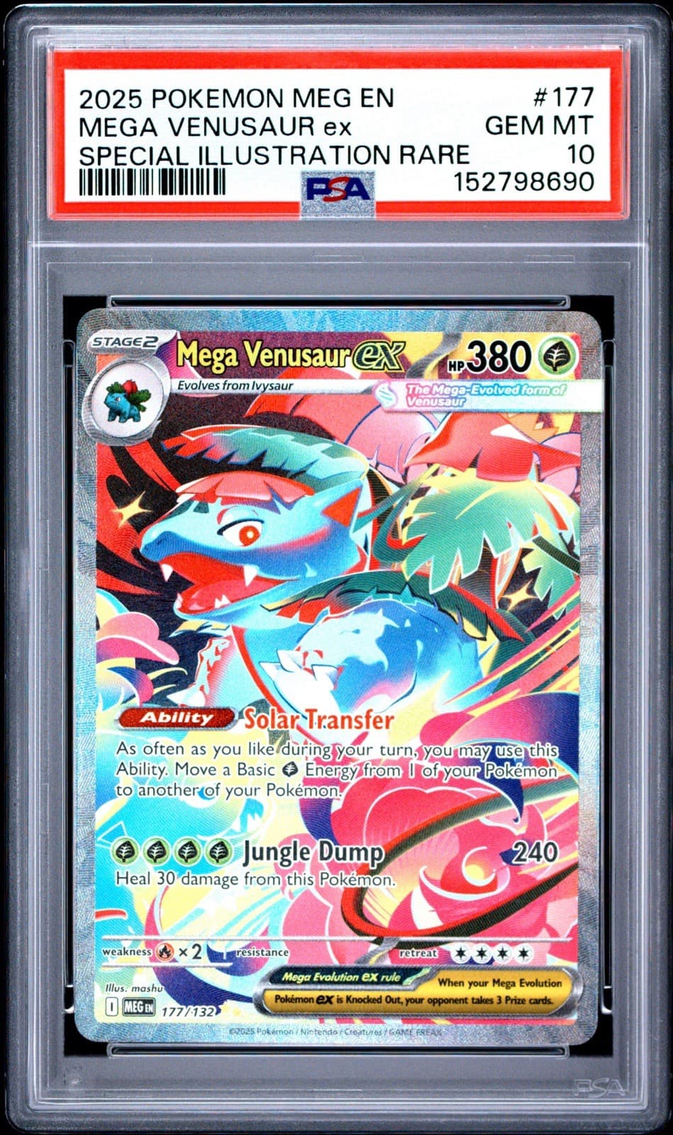 Pokémon Mega Venusaur ex #177/132 Me01: Mega Evolution Holo PSA 10 graded Card