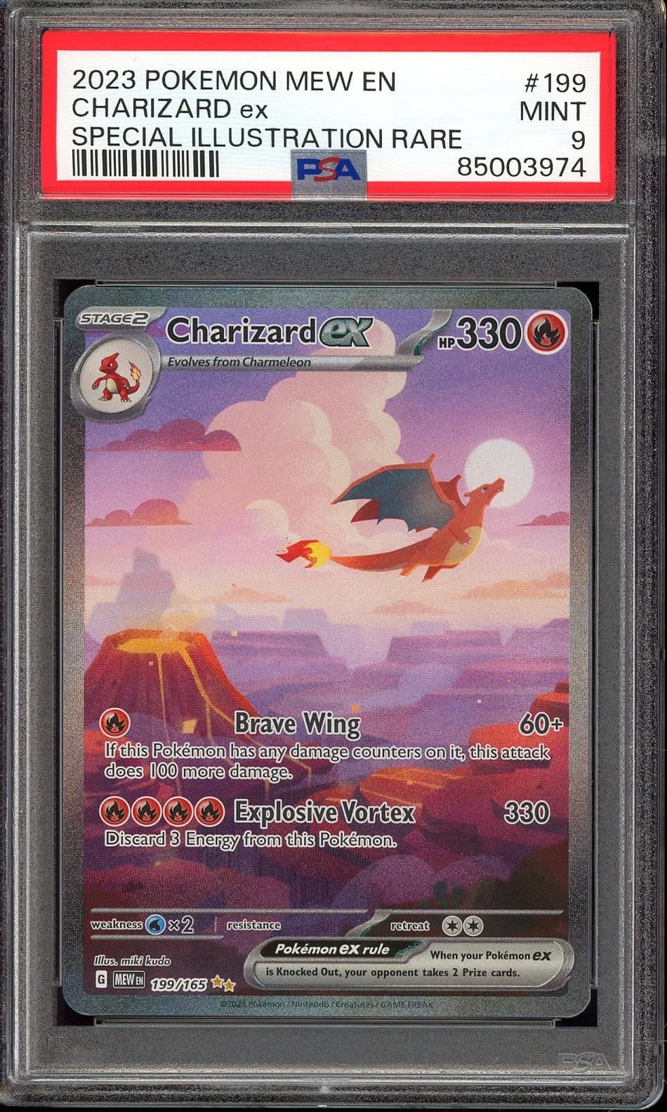 Charizard ex 199/165 Special Illustration Rare MEW English 151 - PSA 9