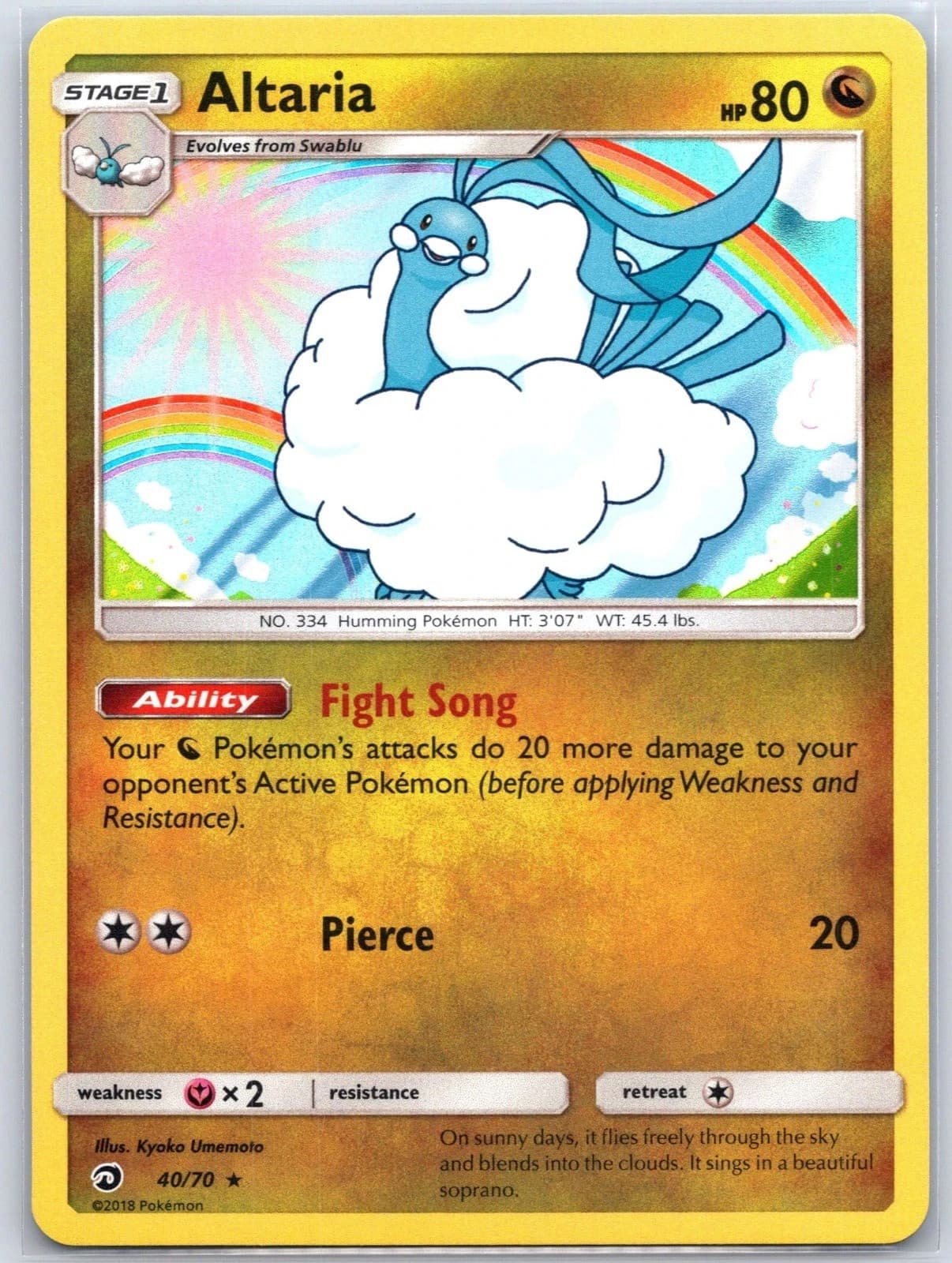 POKEMON RARE HOLO ALTARIA 40/70 DRAGON MAJESTY PACK FRESH