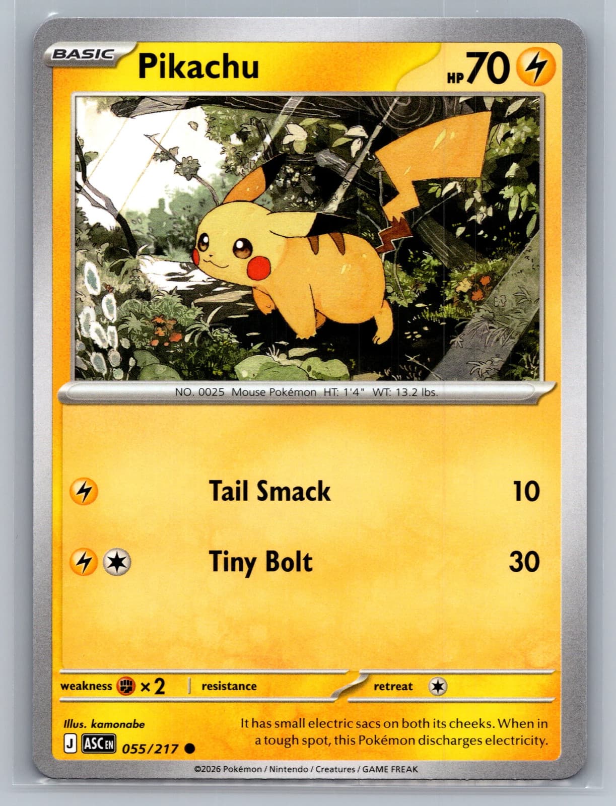 Pikachu 055/217 Mega Evolution Ascended Heroes Pokemon TCG NM