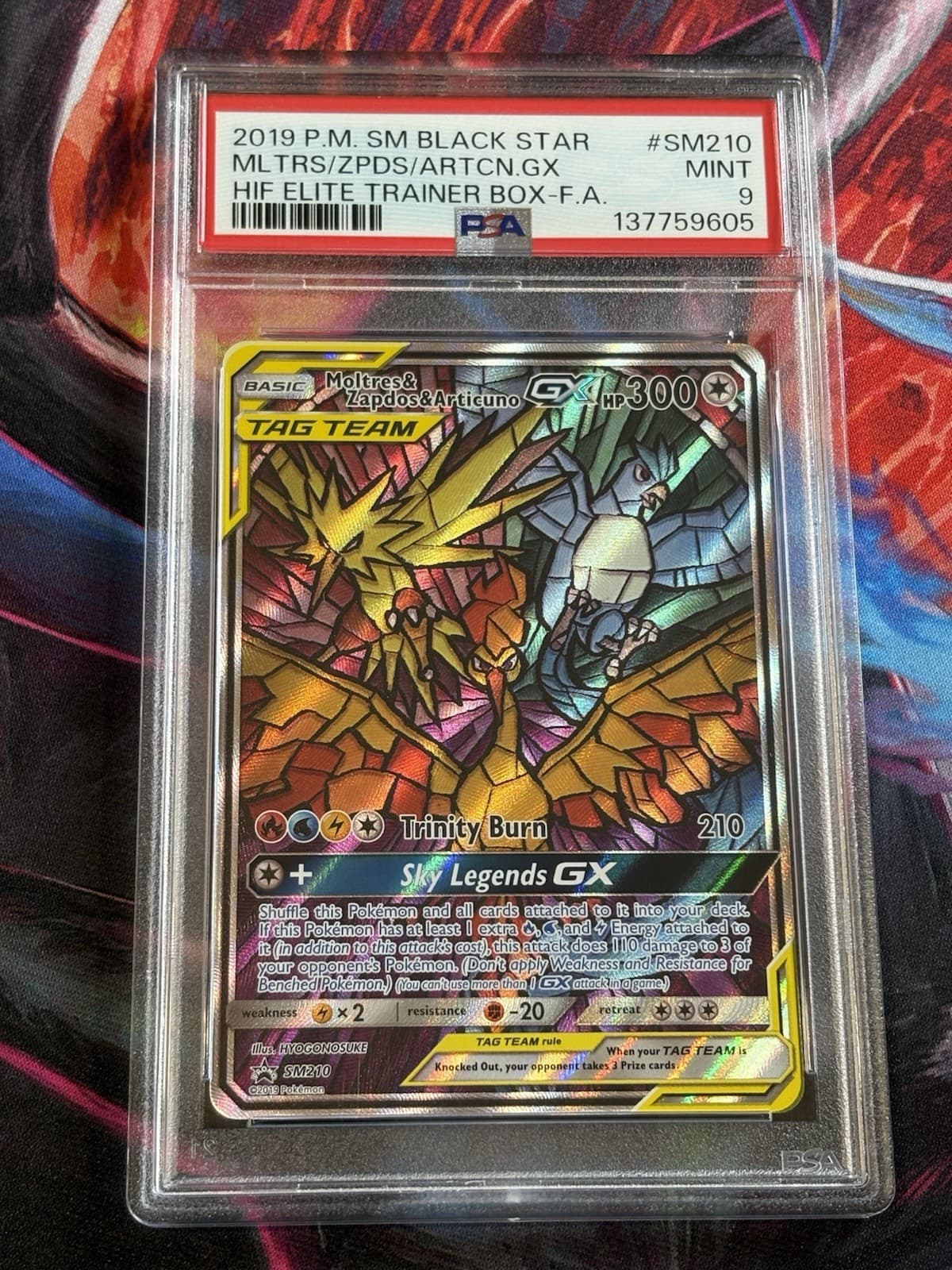 Pokémon Promo #SM210 Moltres/Zapdos/Articuno GX Tag Team Holo PSA 9