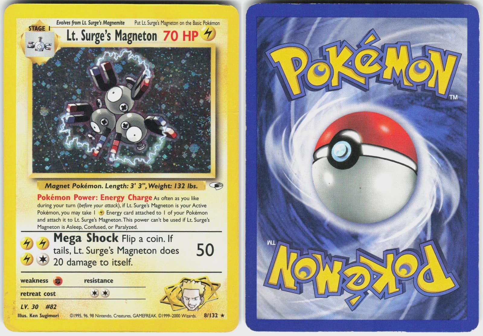 Lt. Surge's Magneton 8/132 R Gym Heroes Pokemon Unlimited Holo MP