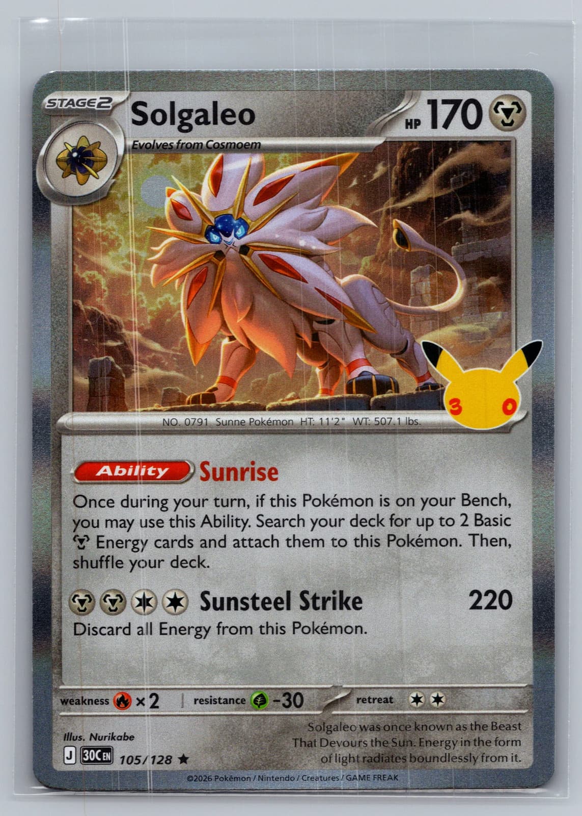 Solgaleo #105/128 2026 30th Celebration Pokemon TCG
