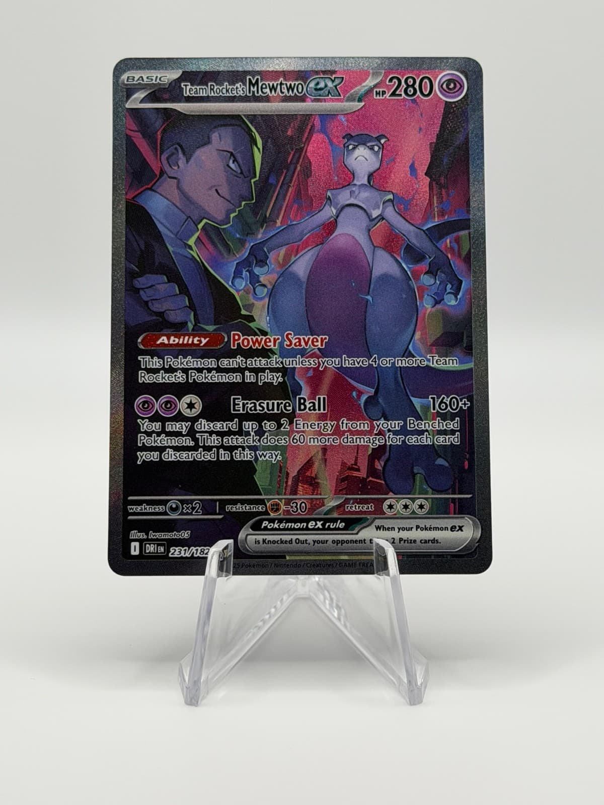Team Rocket's Mewtwo ex 231/182 Sv10: Destined Rivals Holo NM & READY TO GRADE