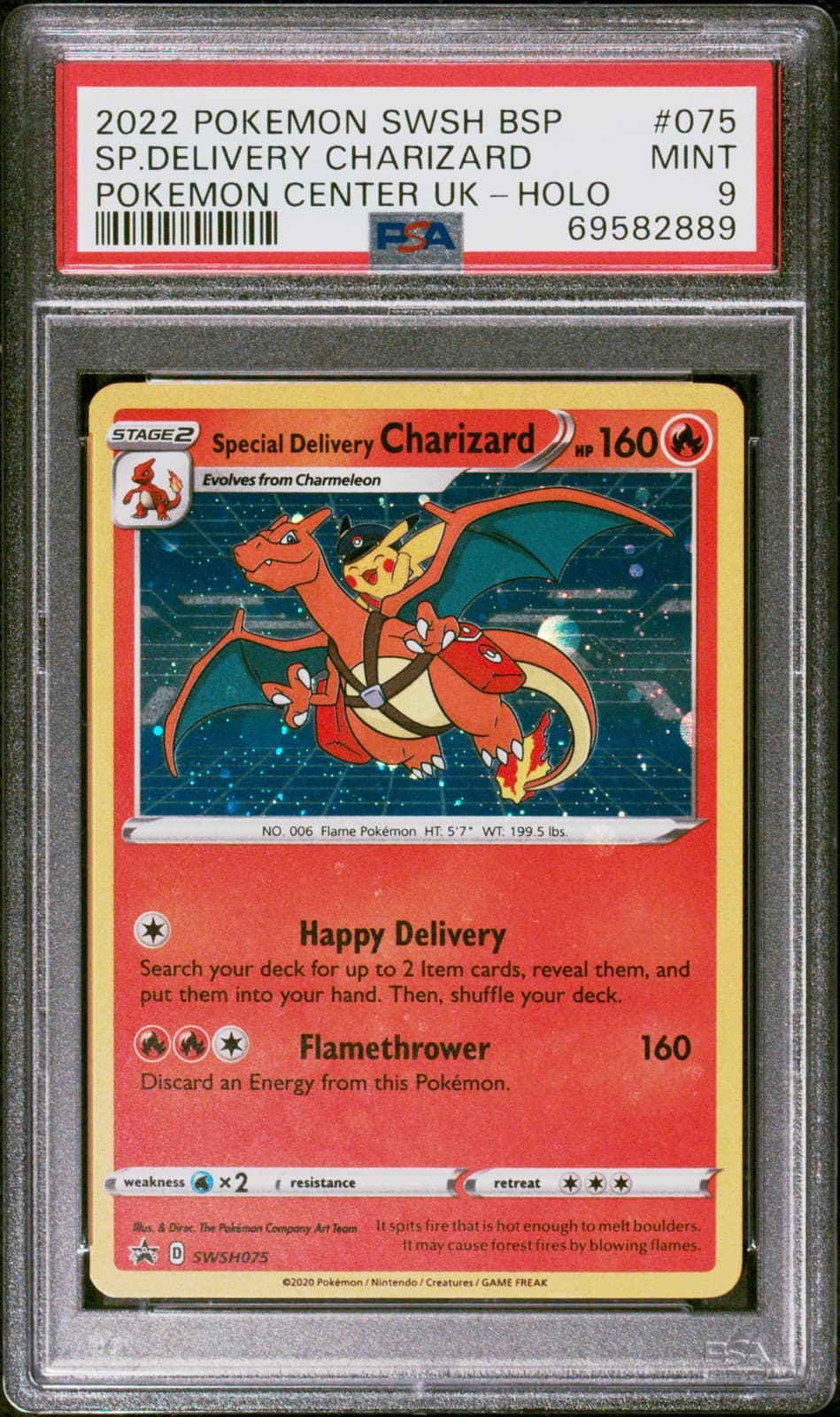2022 Special Delivery Charizard Pokemon SWSH075 Pokemon Center Promo Holo PSA 9