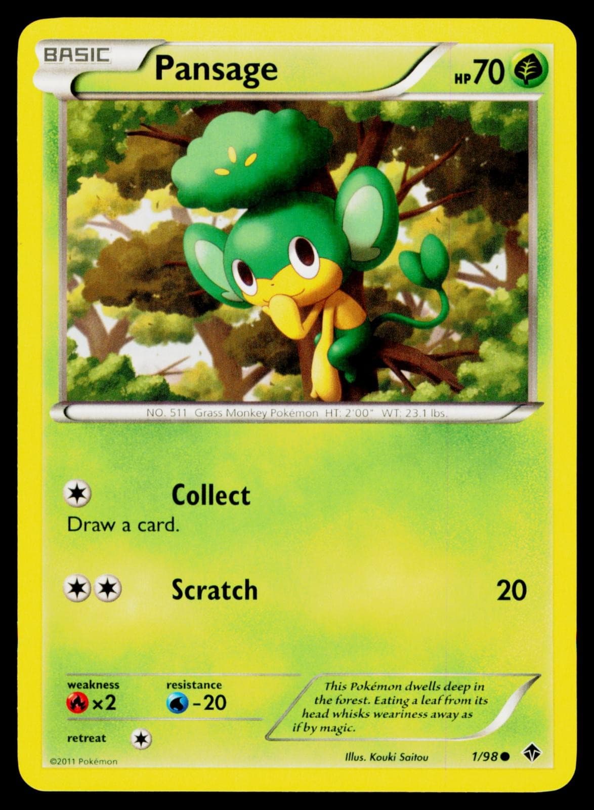 Pansage - 1/98 NM Common Emerging Powers Pokemon