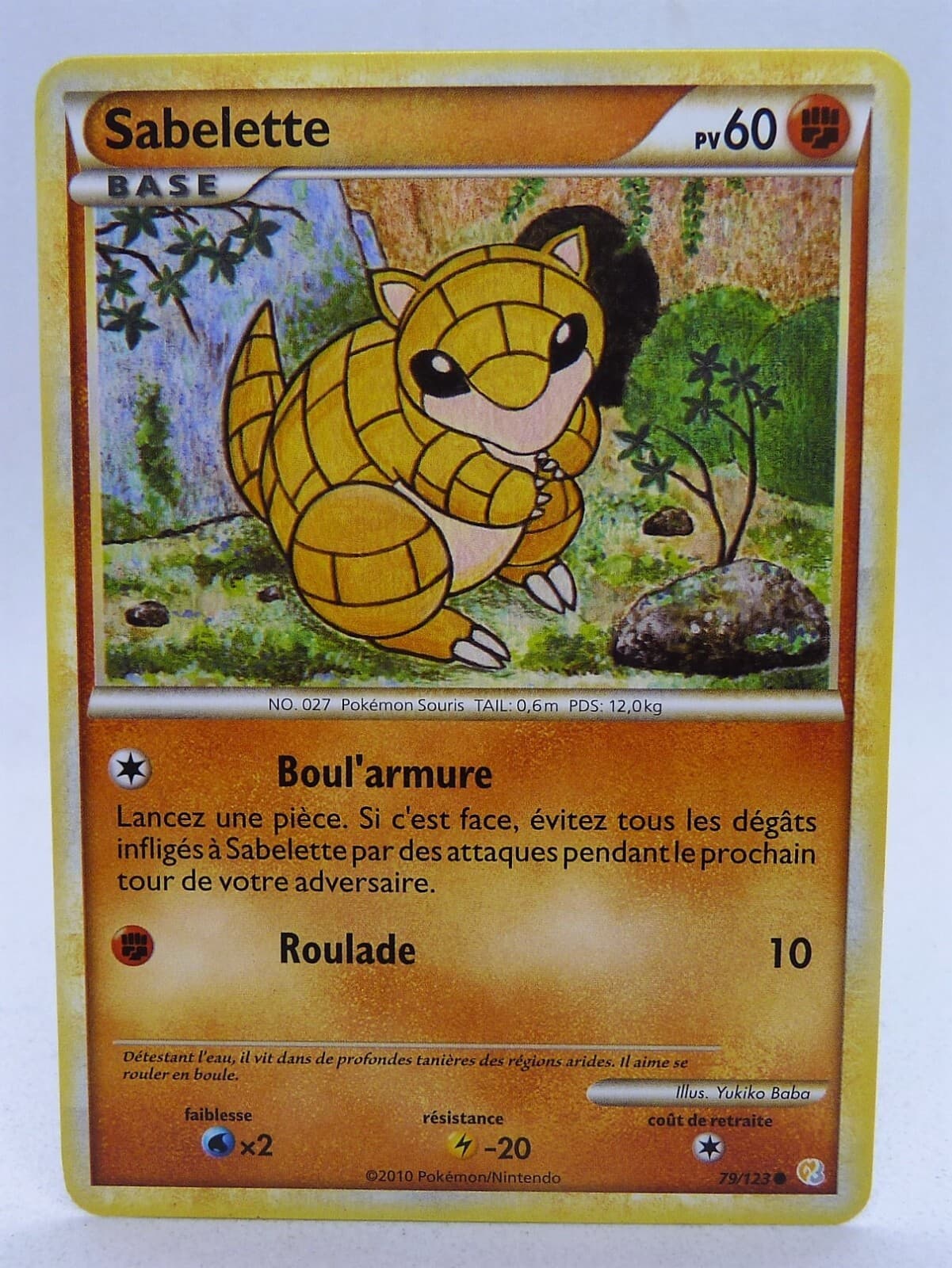 Carte Pokemon Sabelette 79/123 HeartGold SoulSilver 2010 FRANCE TBE