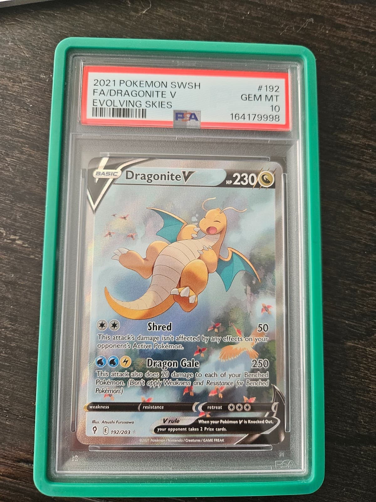 2021 Pokemon SWSH Evolving Skies Dragonite V 192/203  PSA 10