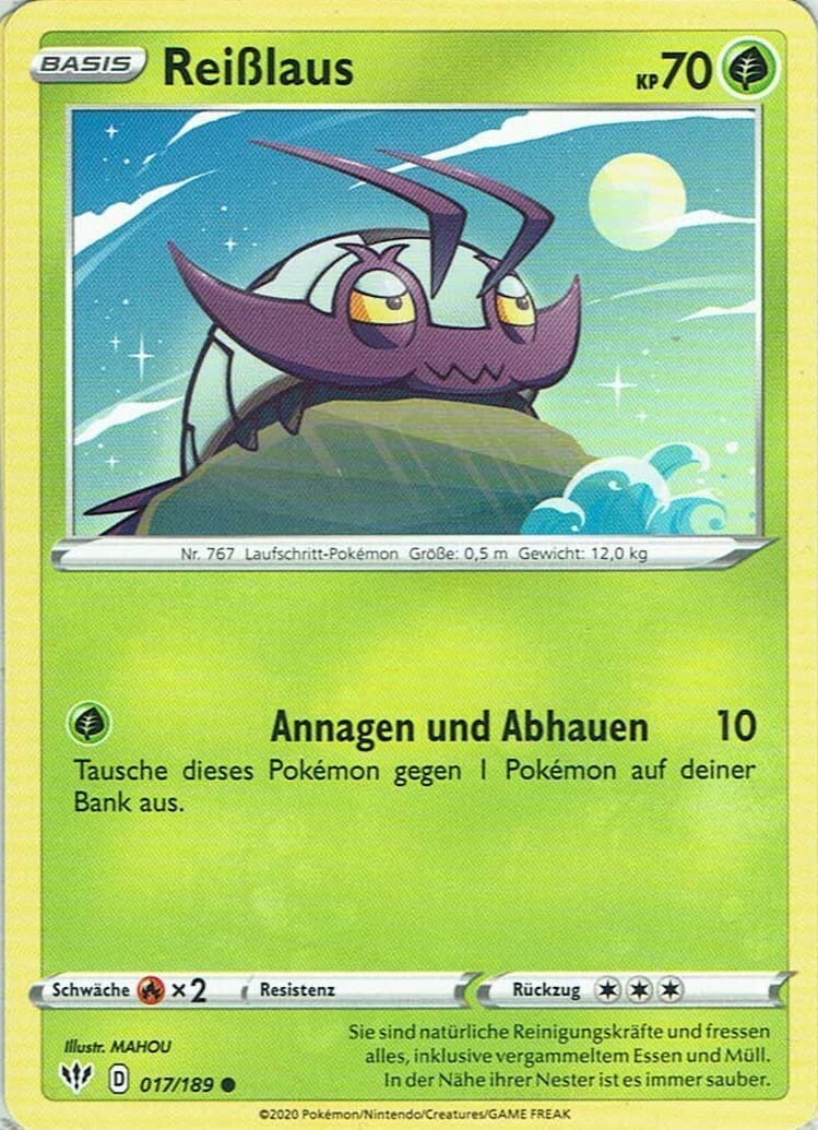 Pokemon Karte SWSH03 Flammende Finsternis Nr. 17/189 Reißlaus deutsch