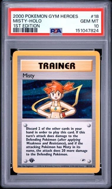 Misty 18/132 1st Edition Holo - 2000 Pokémon Gym Heroes PSA 10 GEM MT