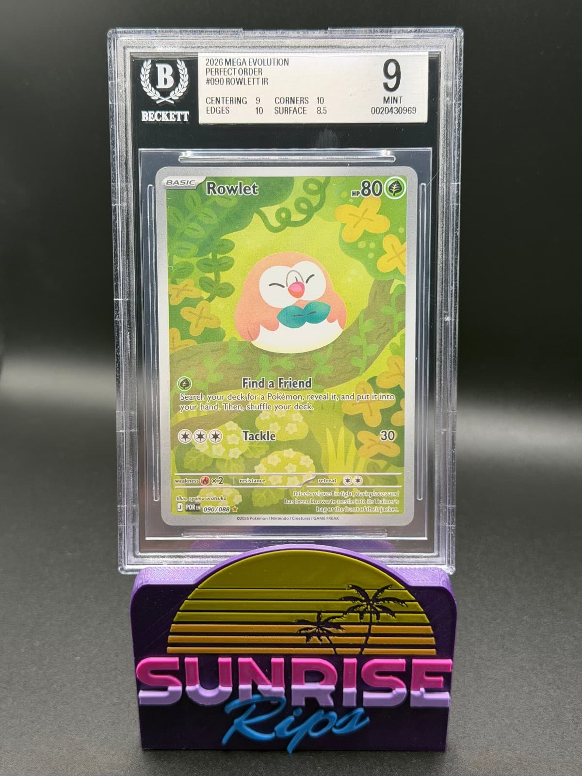Pokémon TCG 2026 Mega Evolution Perfect Order Rowlet 090/088 IR Holo ENG BGS 9