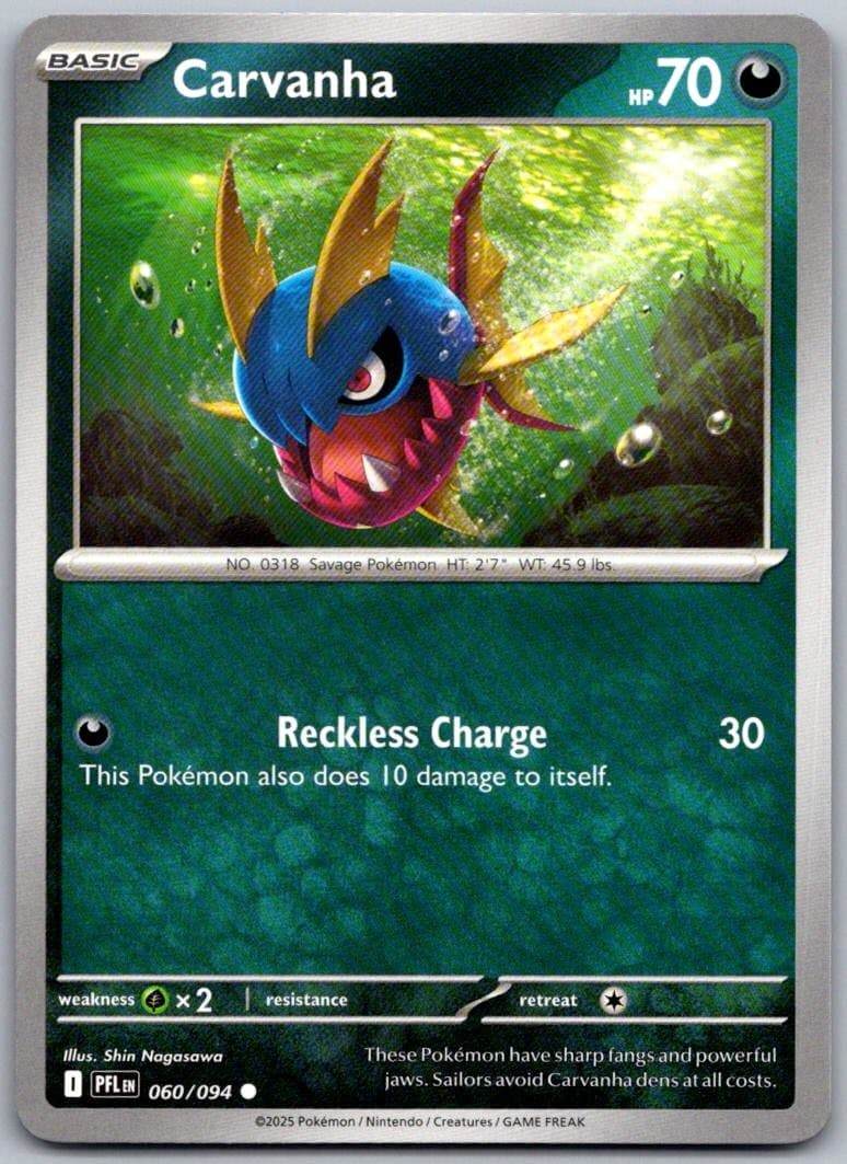 Carvanha Phantasmal Flames 060/094 Common PokéMon — English Near Mint