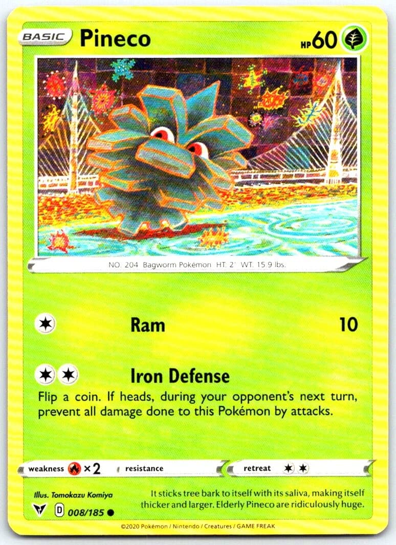 Pineco 008/185 SWSH04: Vivid Voltage NM Pokemon TCG