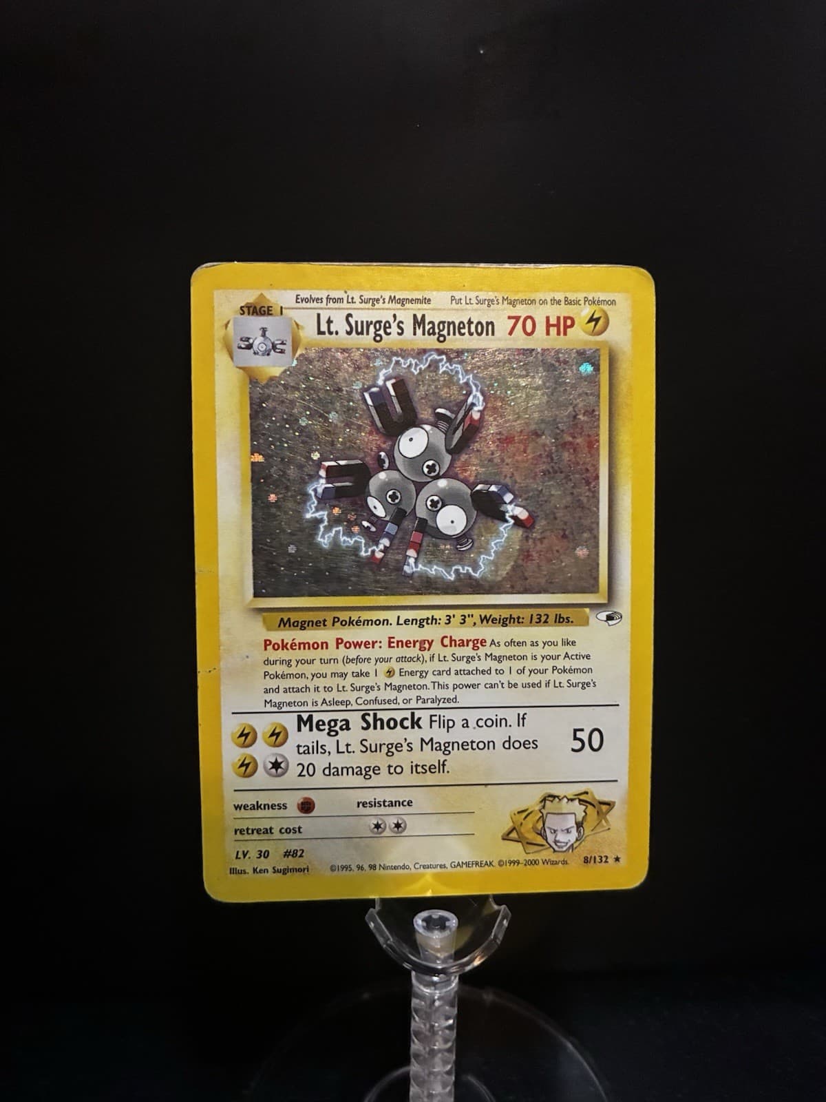 (Unlimited) Pokemon LT. SURGE'S MAGNETON Card GYM HEROES Set 8/132 Holo HP