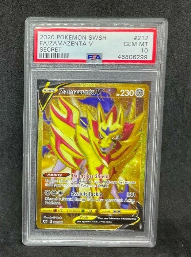 Pokemon SWSH Base Set Zamazenta V 212/202 Secret Rare Holo Foil Rare PSA 10 MINT