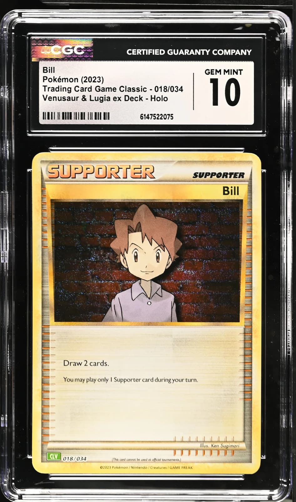 Bill 018/034 Pokemon TCG Classic Holo CGC 10 Gem Mint Graded Trainer 2023