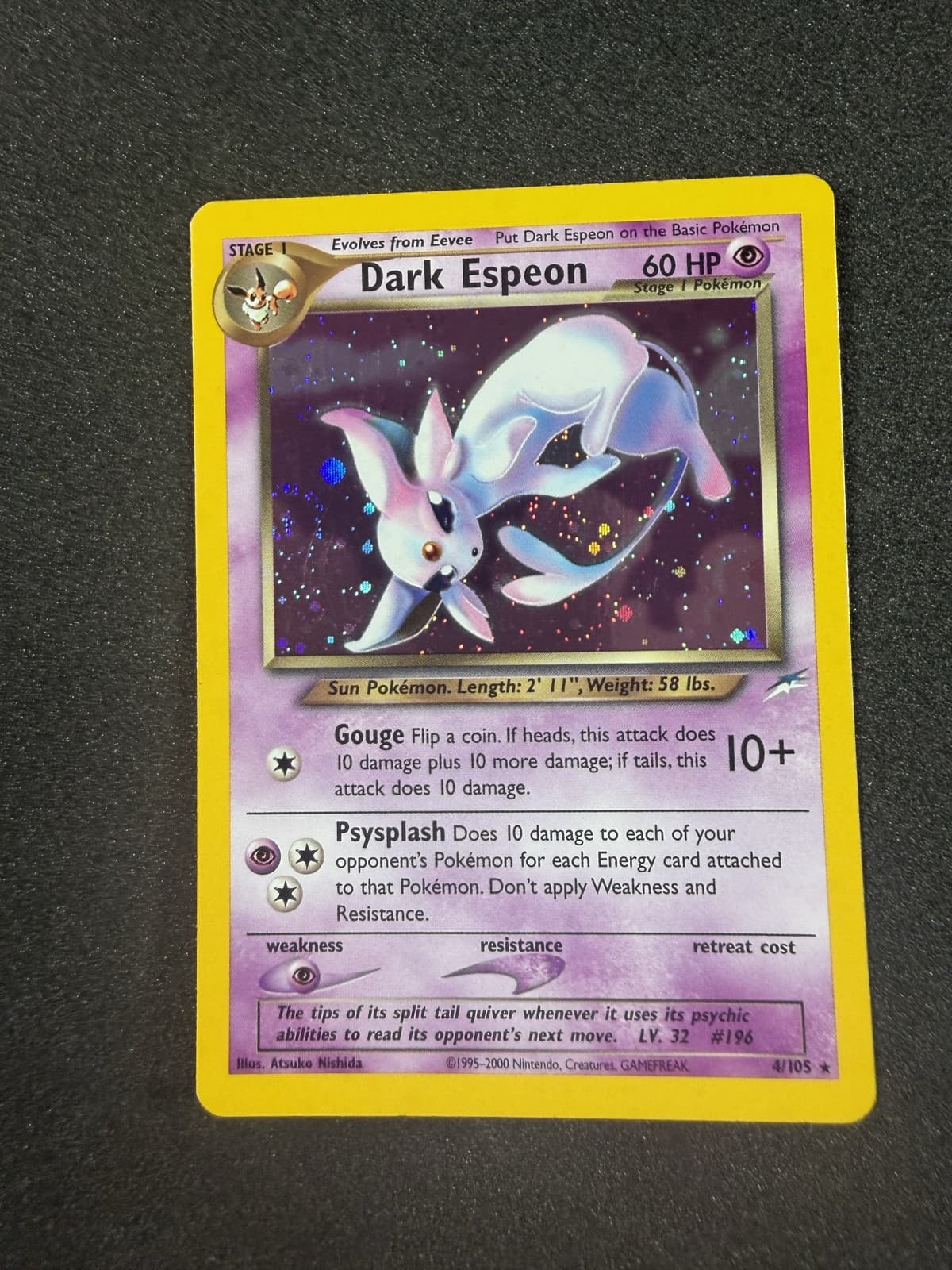 Pokemon Dark Espeon 4/105 Neo Destiny Holo Swirl NM-