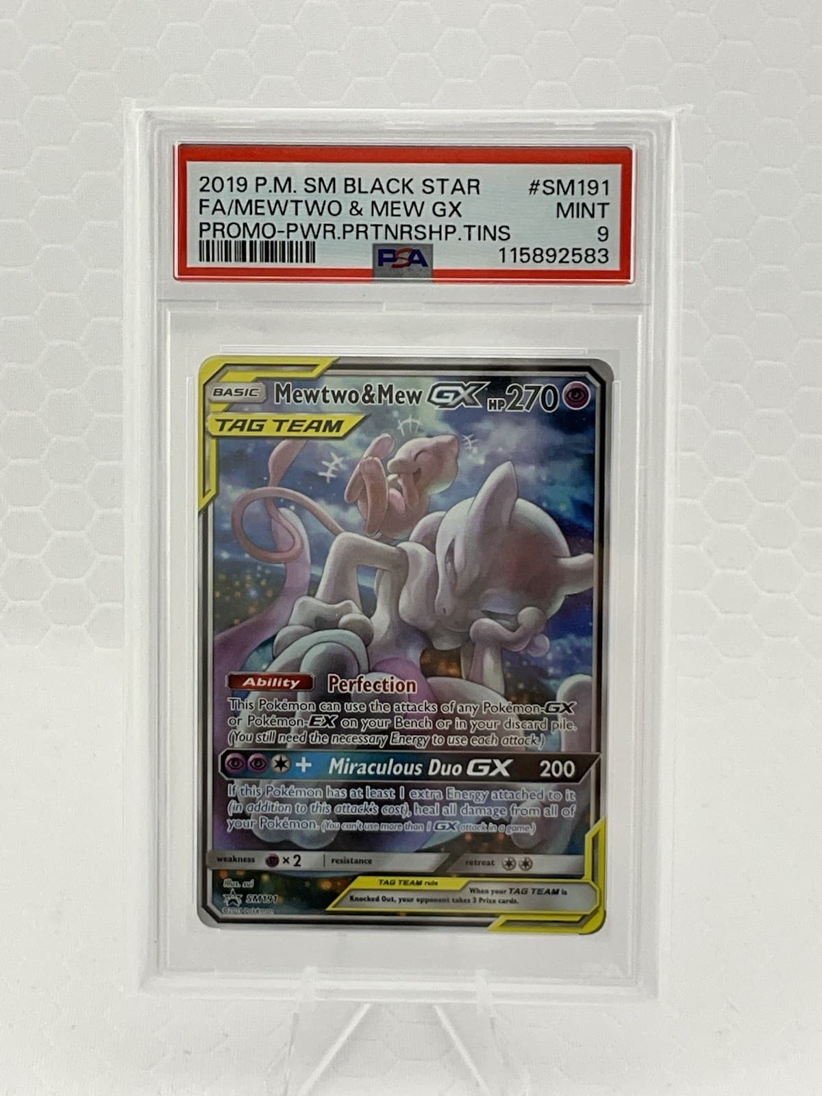 Mewtwo & Mew GX SM191 Sm Holo PSA 9