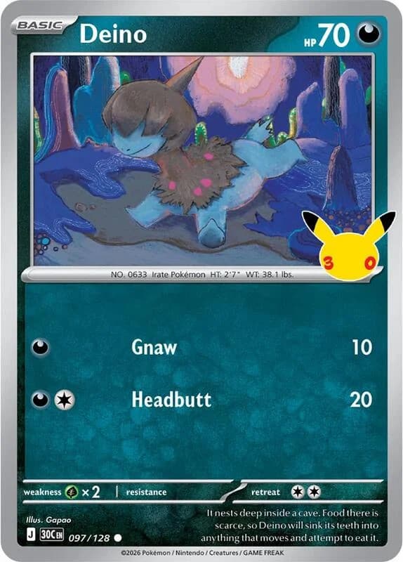 Pokemon TCG 30th Celebration Deino Holo #97/128
