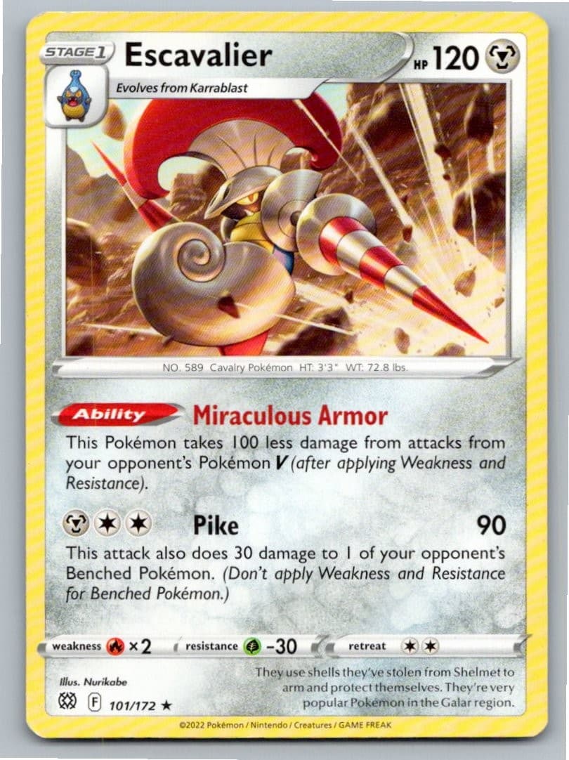 2022 POKEMON ESCAVALIER BRILLIANT STARS 101/172 R NM A80933 FREE S&H