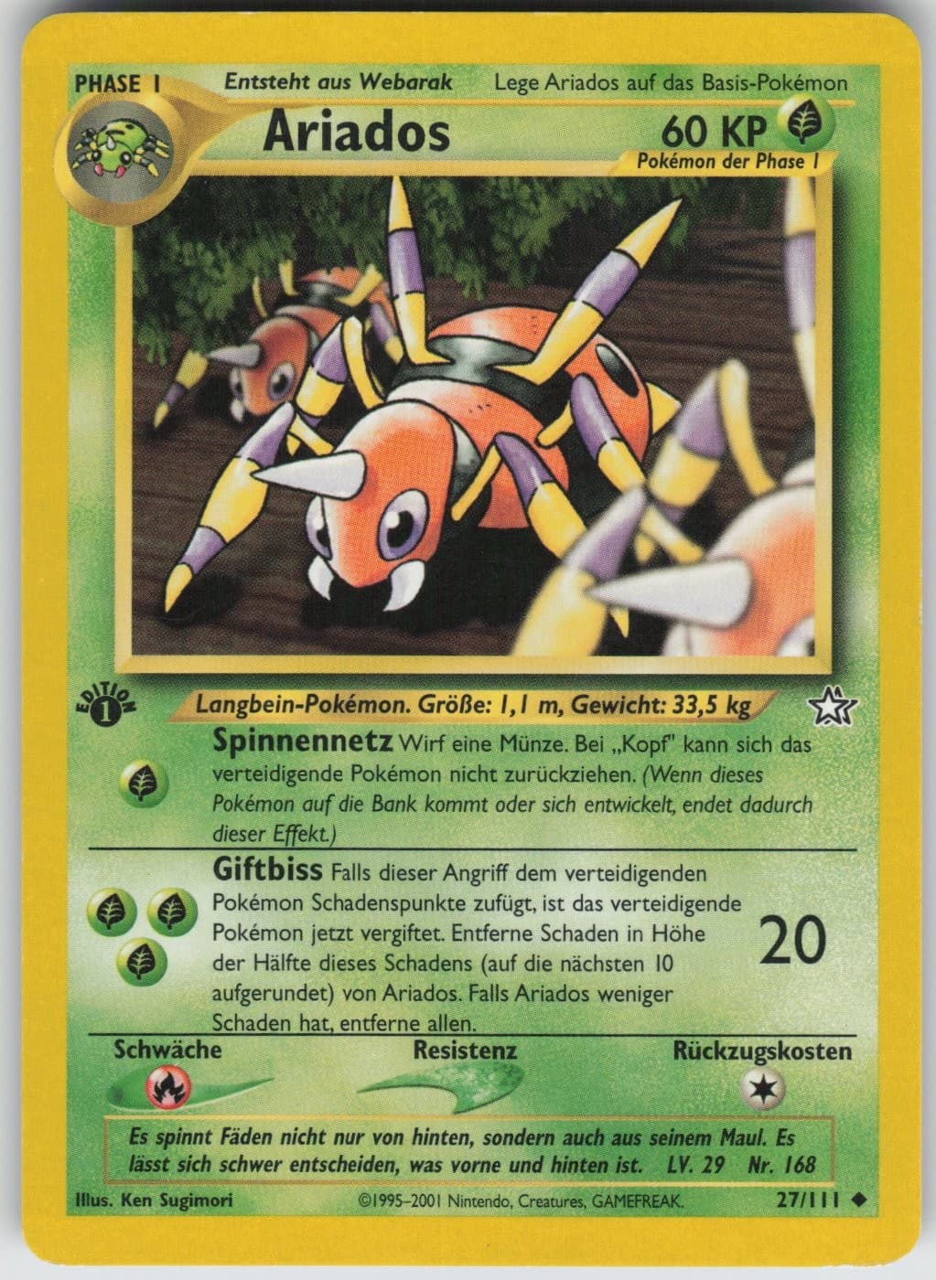 Ariados - 1. Edition - Neo Genesis - 27/111 - Pokemon Karte - Deutsch