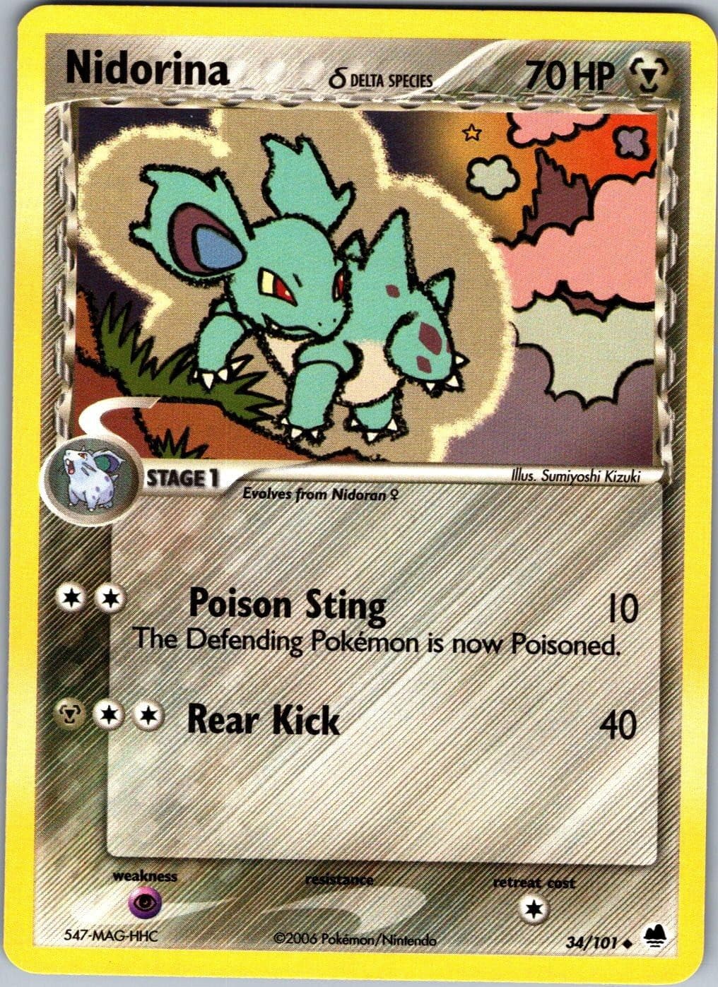 Nidorina 34/101 Uncommon Dragon Frontiers Pokemon Lightly Played