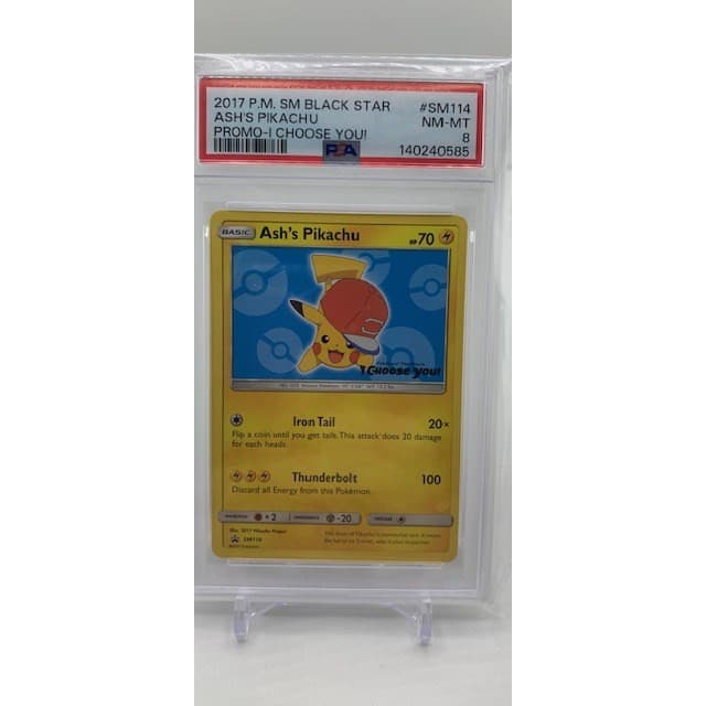 Pokemon Ash's Pikachu (I Choose You! promo) #SM114 PSA 8