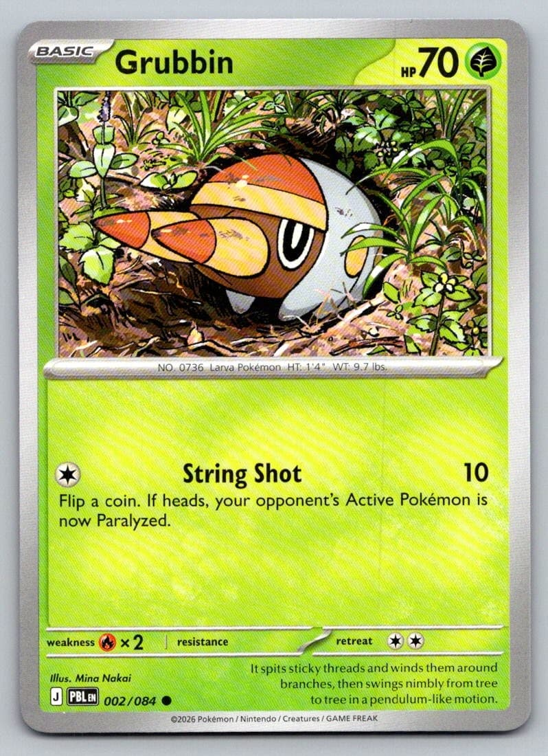 Grubbin 002/084 Common Pitch Black Pokemon Near Mint