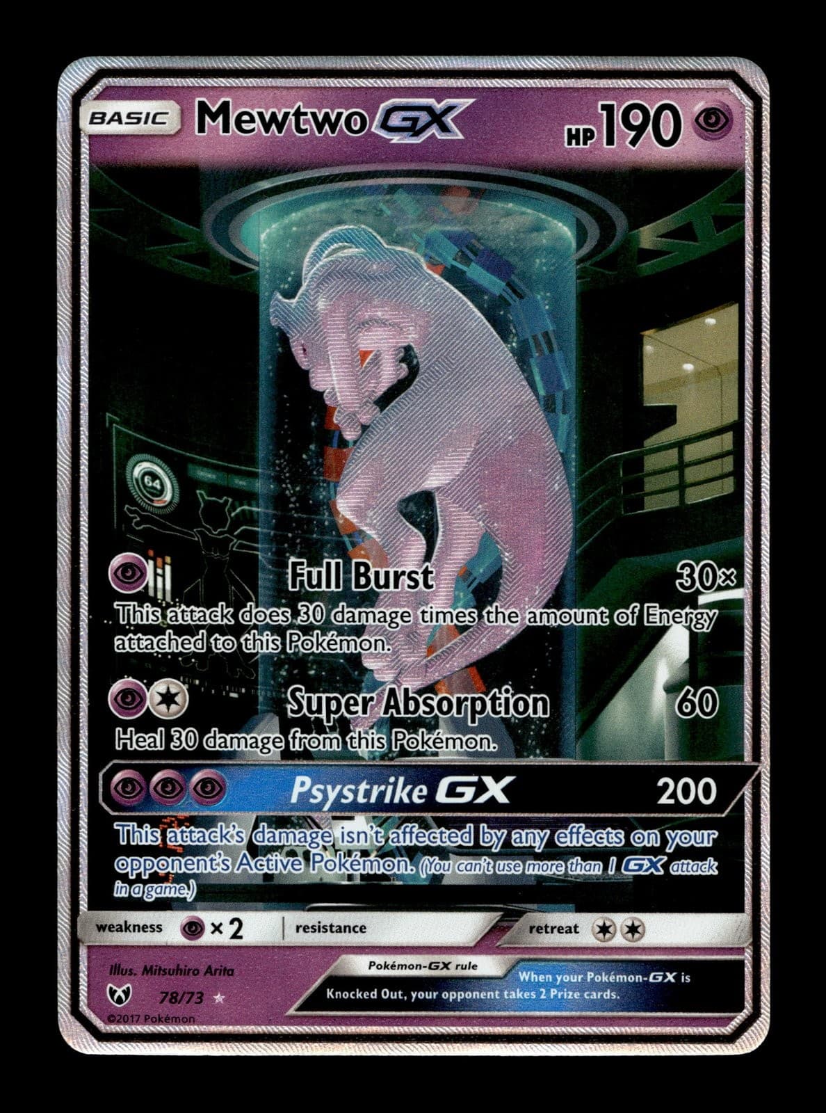Mewtwo GX (Secret Shining Shining Legends #78 (2017) Holo NM Pokemon