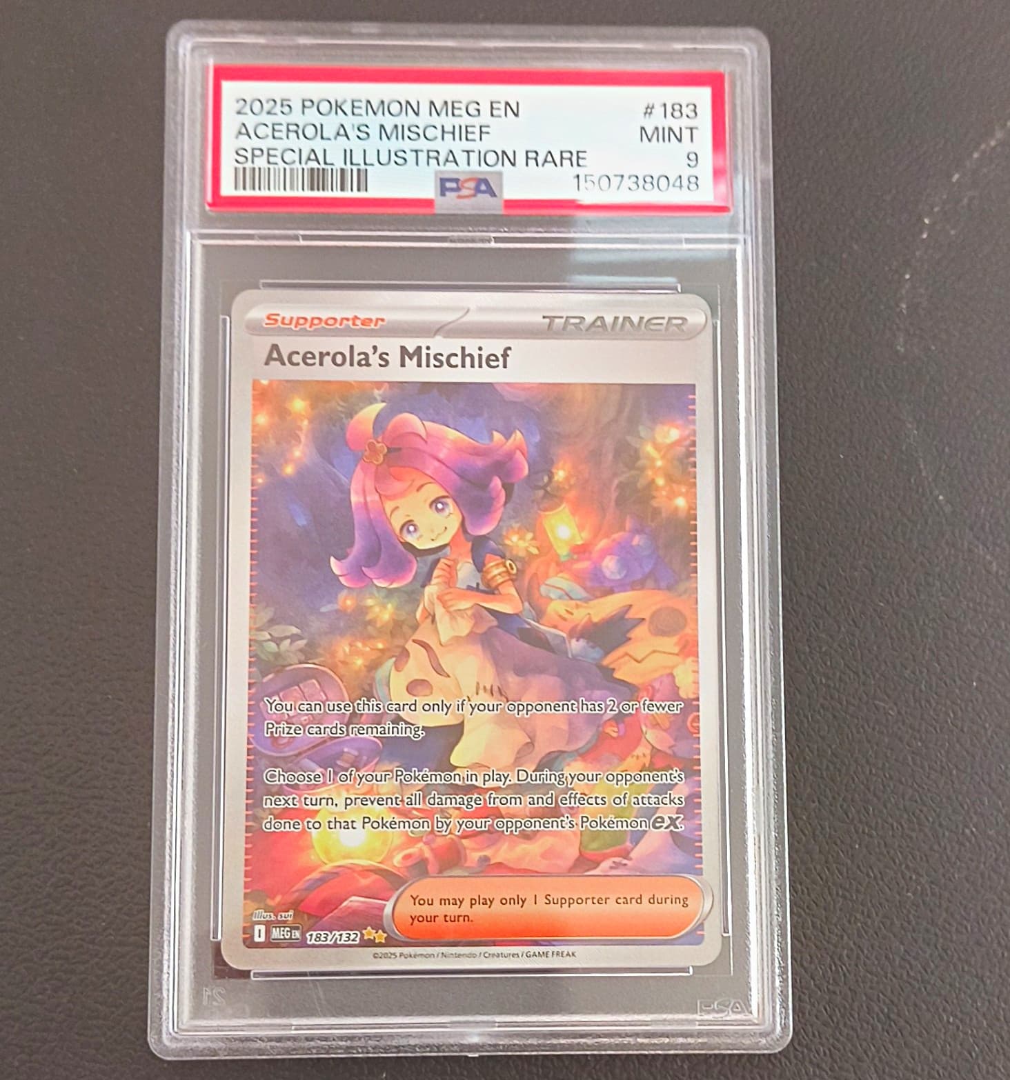 Pokemon Acerola's Mischief 183/132 Me01 Mega Evolution SIR Holo EN PSA 9