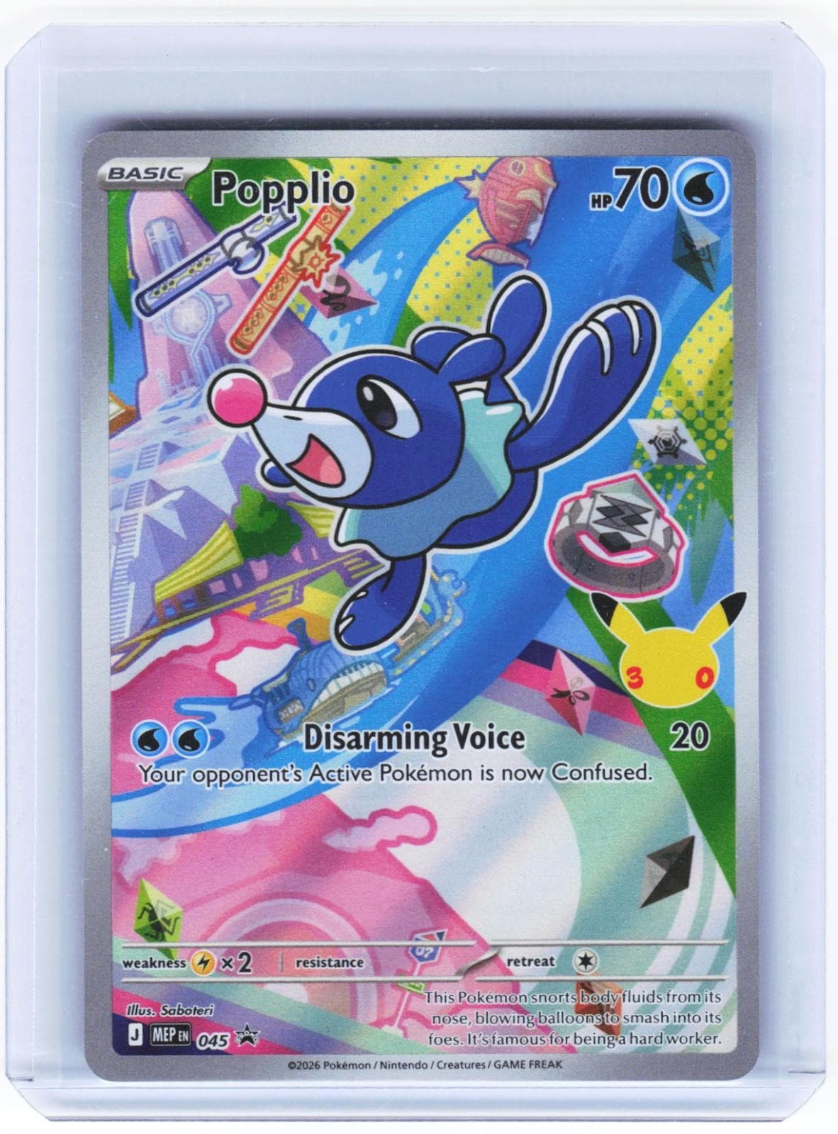 Popplio 045 Holo Promo ME: Mega Evolution Promo Pokemon Near Mint
