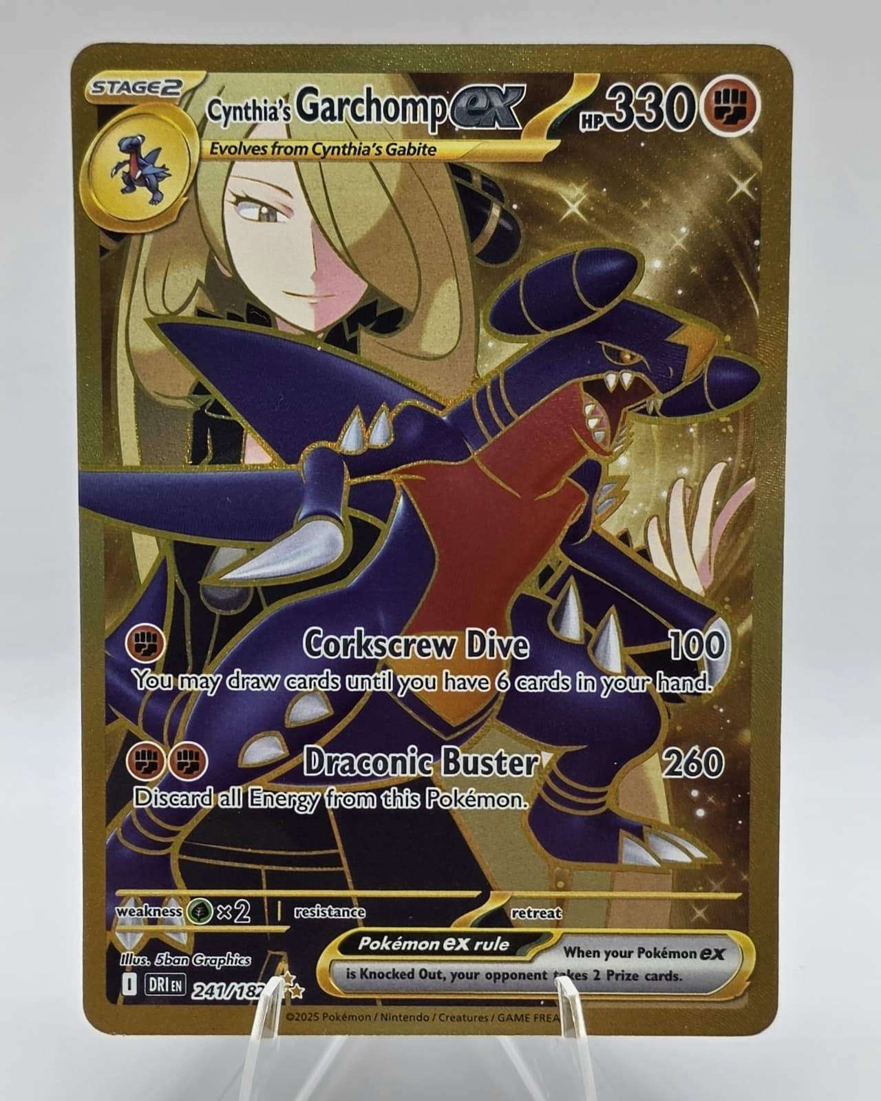 Cynthia’s Garchomp ex 241/182 Gold Rare Pokemon Destined Rivals