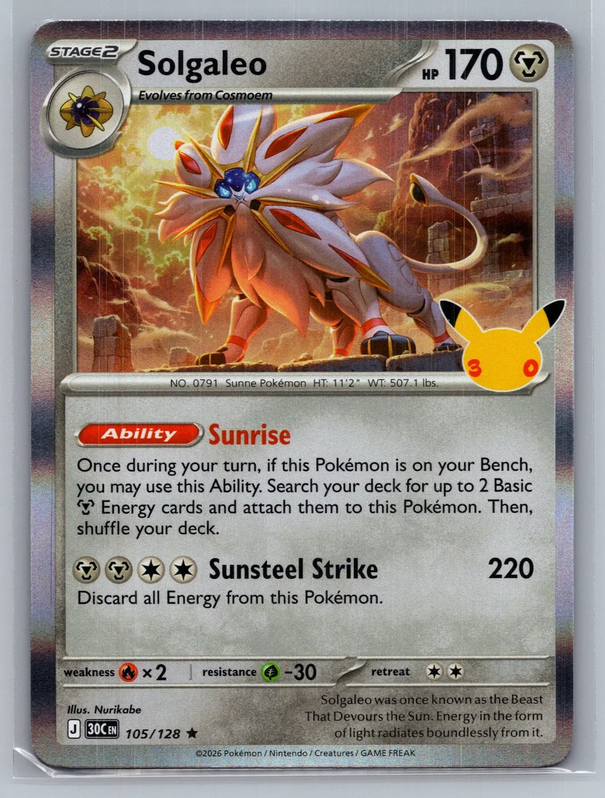 Solgaleo #105/128 2026 30th Celebration Pokemon TCG