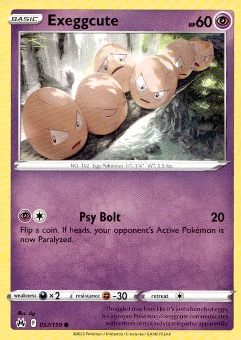 Exeggcute 057/159 Common Crown Zenith Pokemon Lightly Played