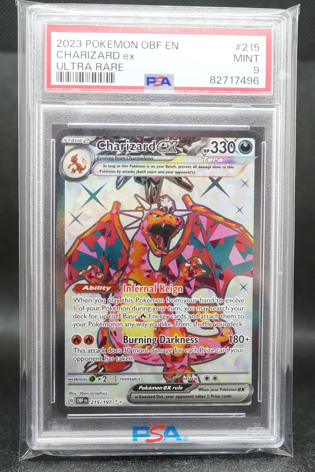 Pokemon TCG Charizard ex SV03 Obsidian Flames 215/197 Ultra Rare Holo EN PSA 9