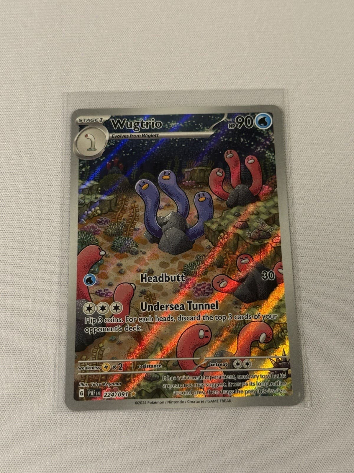 Wugtrio 224/091 Holo Illustration Rare SV Paldean Fates Pokémon TCG