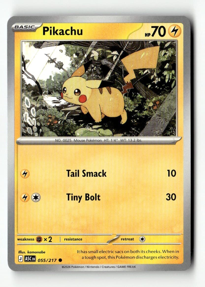 Pikachu 55/217 Ascended Heroes Common Regular 2026 Pokemon NM